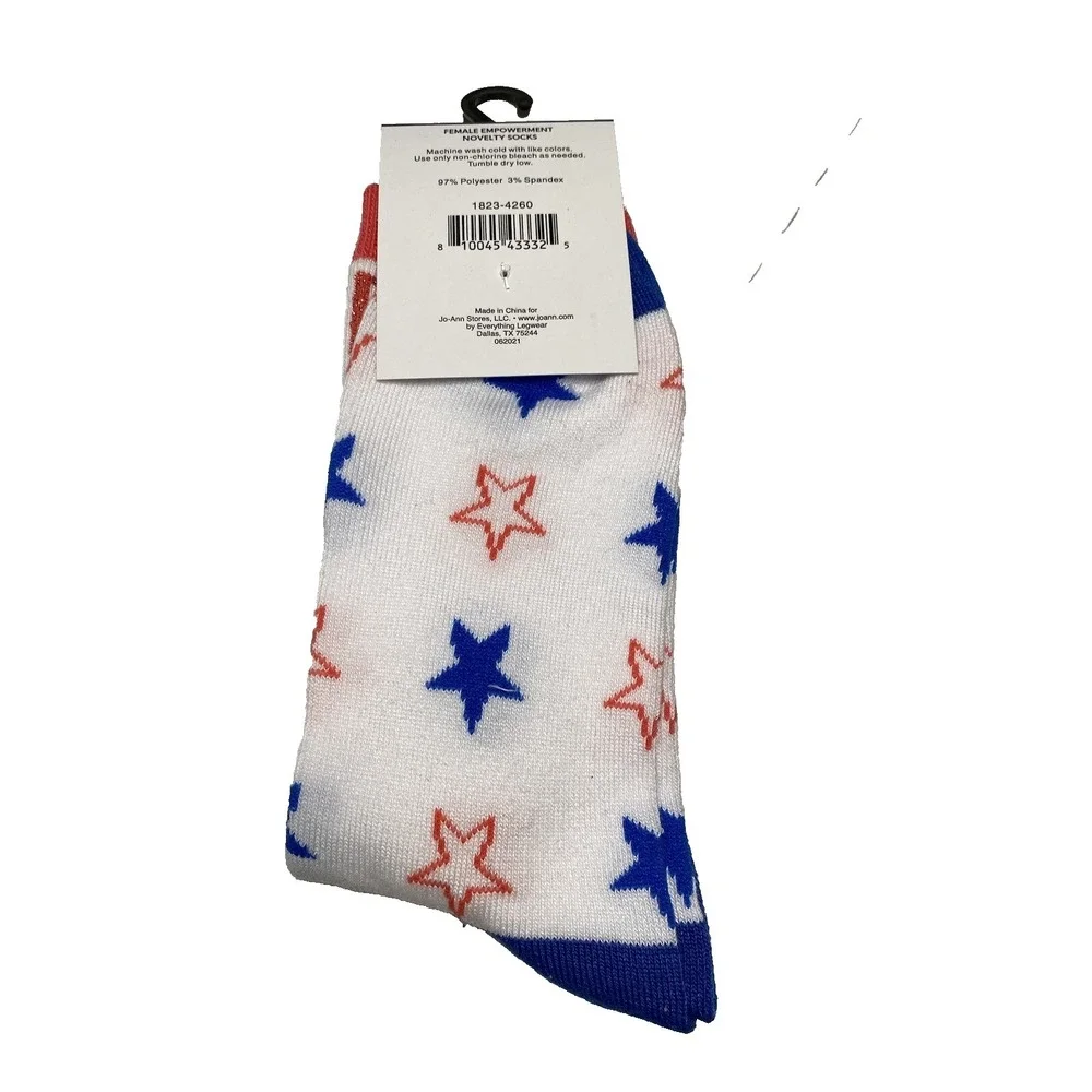 novelty socks womens POWER THROUGH star crew socks one‎ size 1 pair